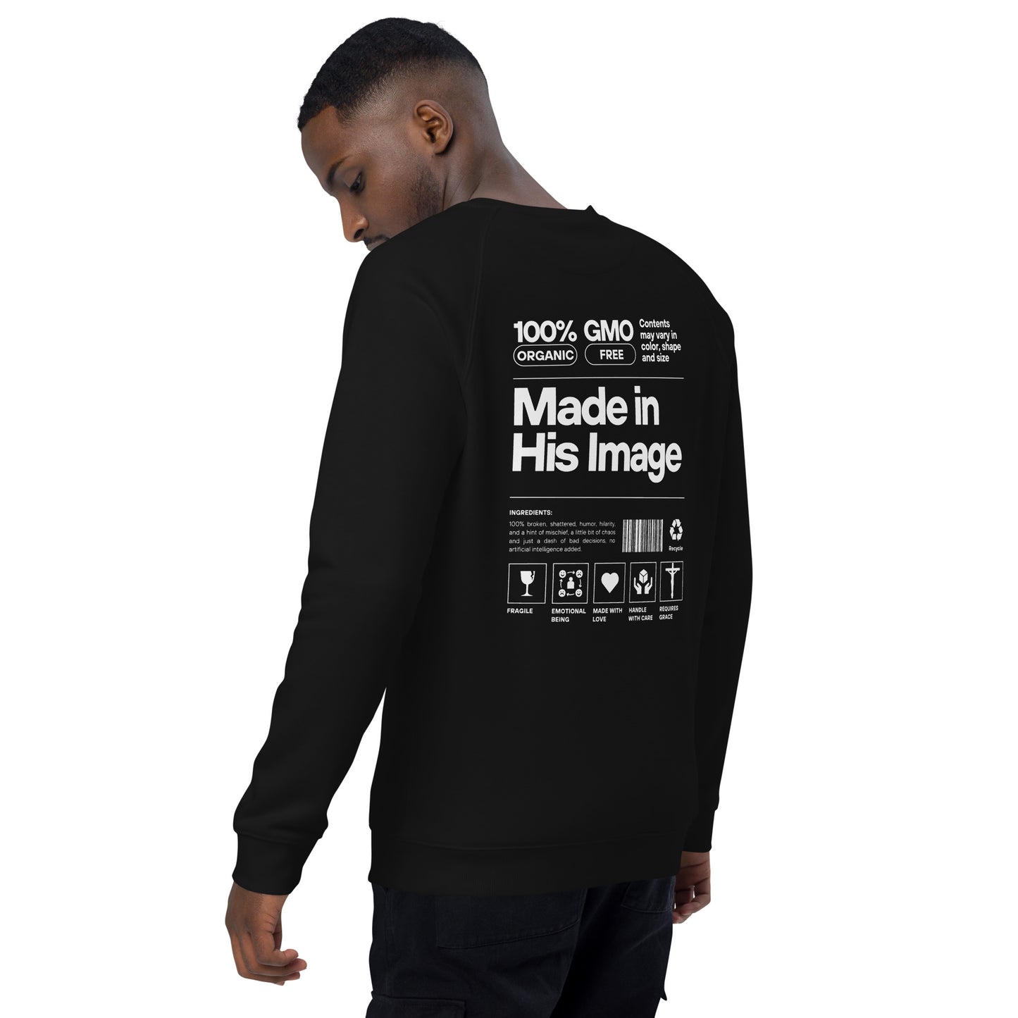 Unisex organic raglan sweatshirt