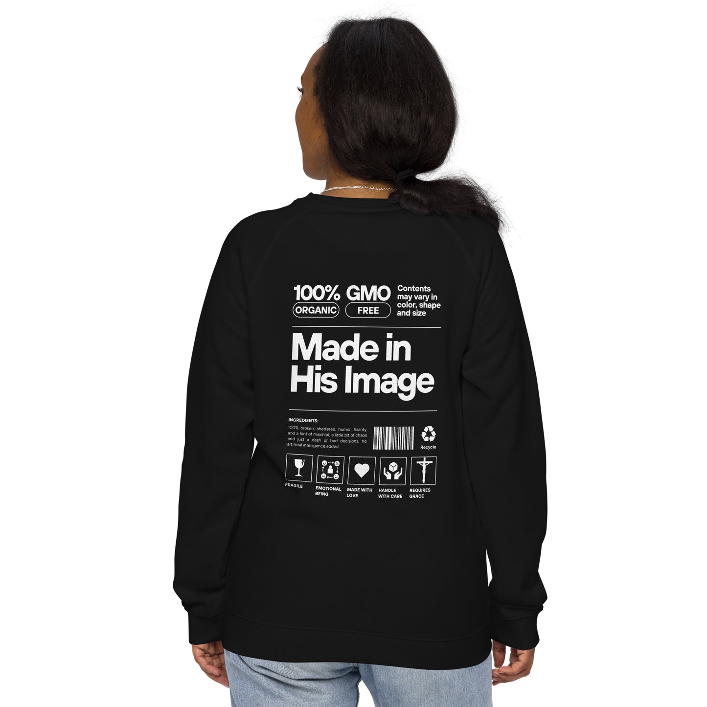 Unisex organic raglan sweatshirt