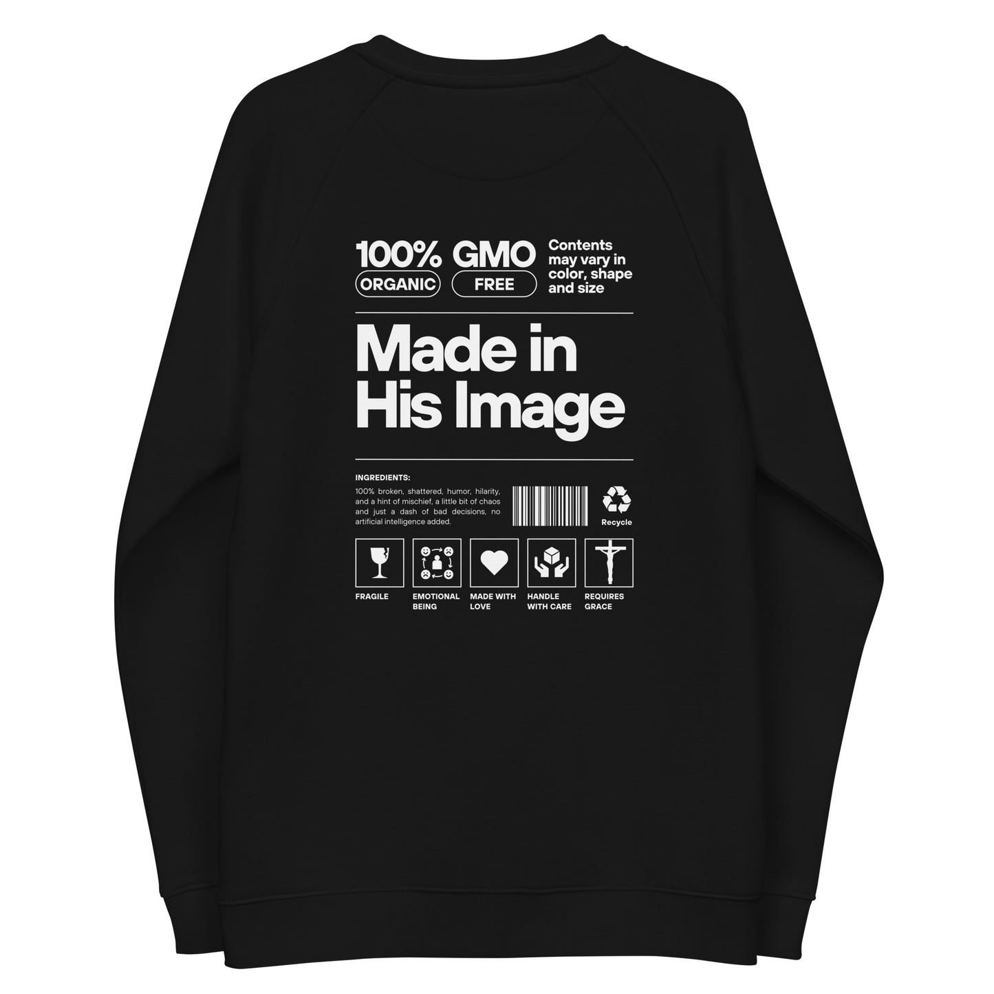Unisex organic raglan sweatshirt