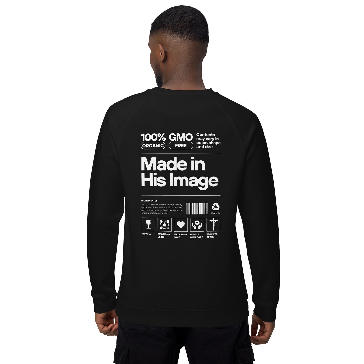 Unisex organic raglan sweatshirt