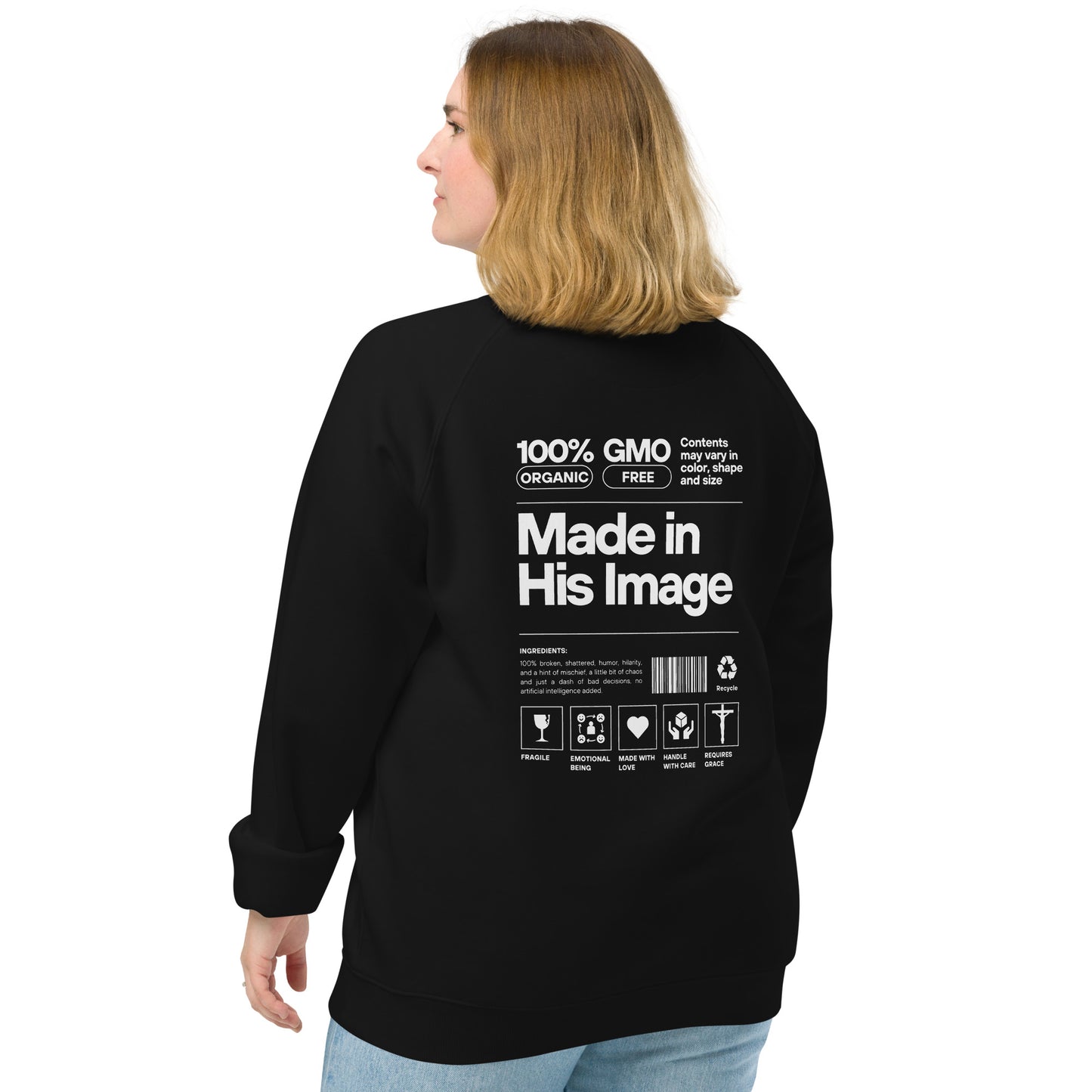 Unisex organic raglan sweatshirt